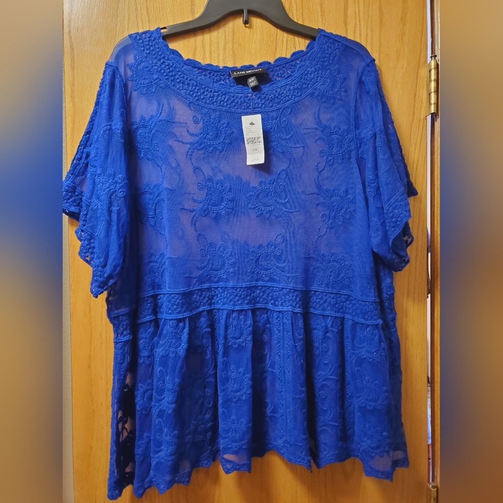 Lane Bryant sheer cobalt blue blouse NWT 18/20